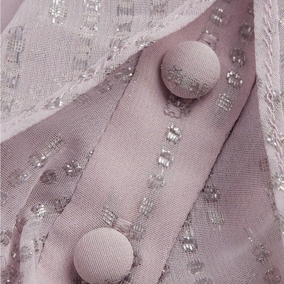 EXPRESS Metallic Ruffle Button Up Peplum Cami (Express) - Picture 2 of 5